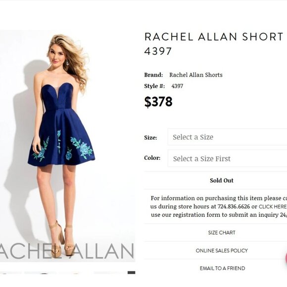 Rachel ALLAN Navy Floral Embroidered Sweetheart Short Dress 4397 - Picture 13 of 13